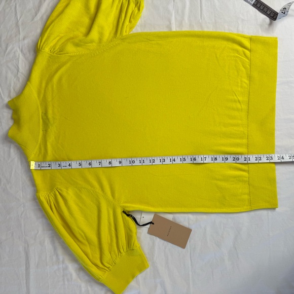 Halogen Yellow Meadow Mock Neck Puff Sleeve Short Sleeve Sweater M NWT - Picture 7 of 9